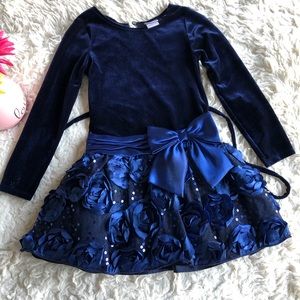 Girls Elegant Dress Navy Blue Size 5